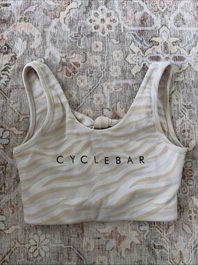 Cyclebar Beige & Cream Zebra-Knot Sports Bra